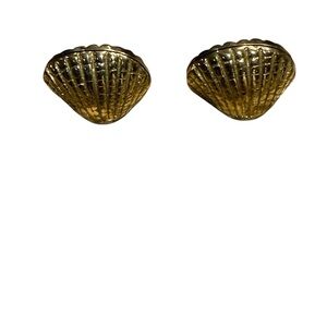 Vintage Solid Brass Card Holder Sea Shell 1.5”